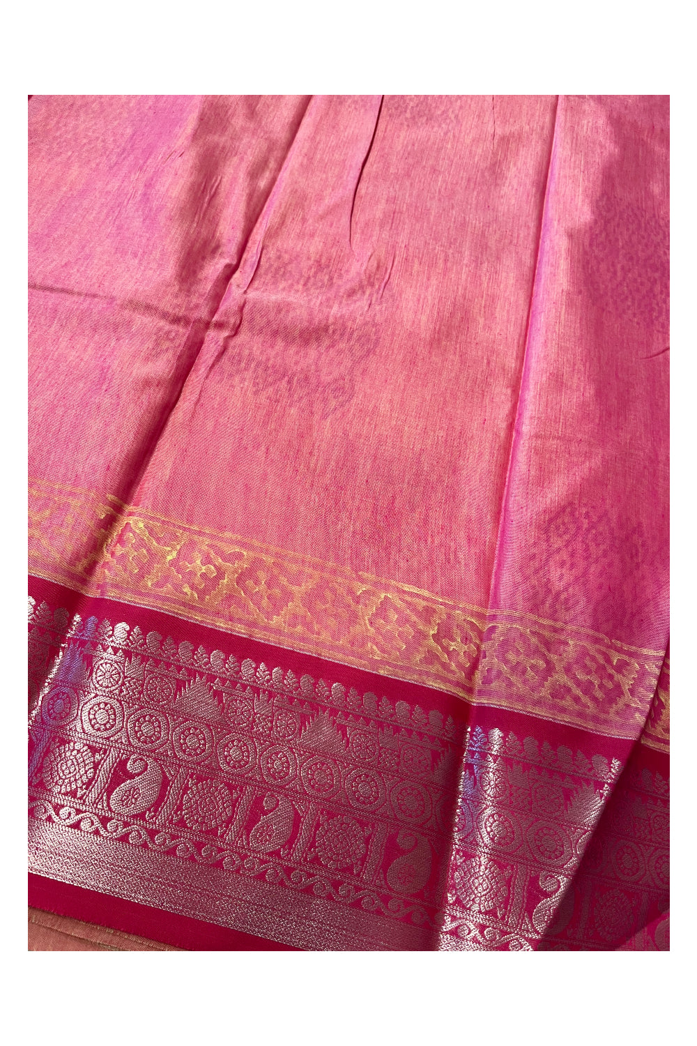 Southloom Cotton Kerala Kasavu Saree with Butta Works Across Body