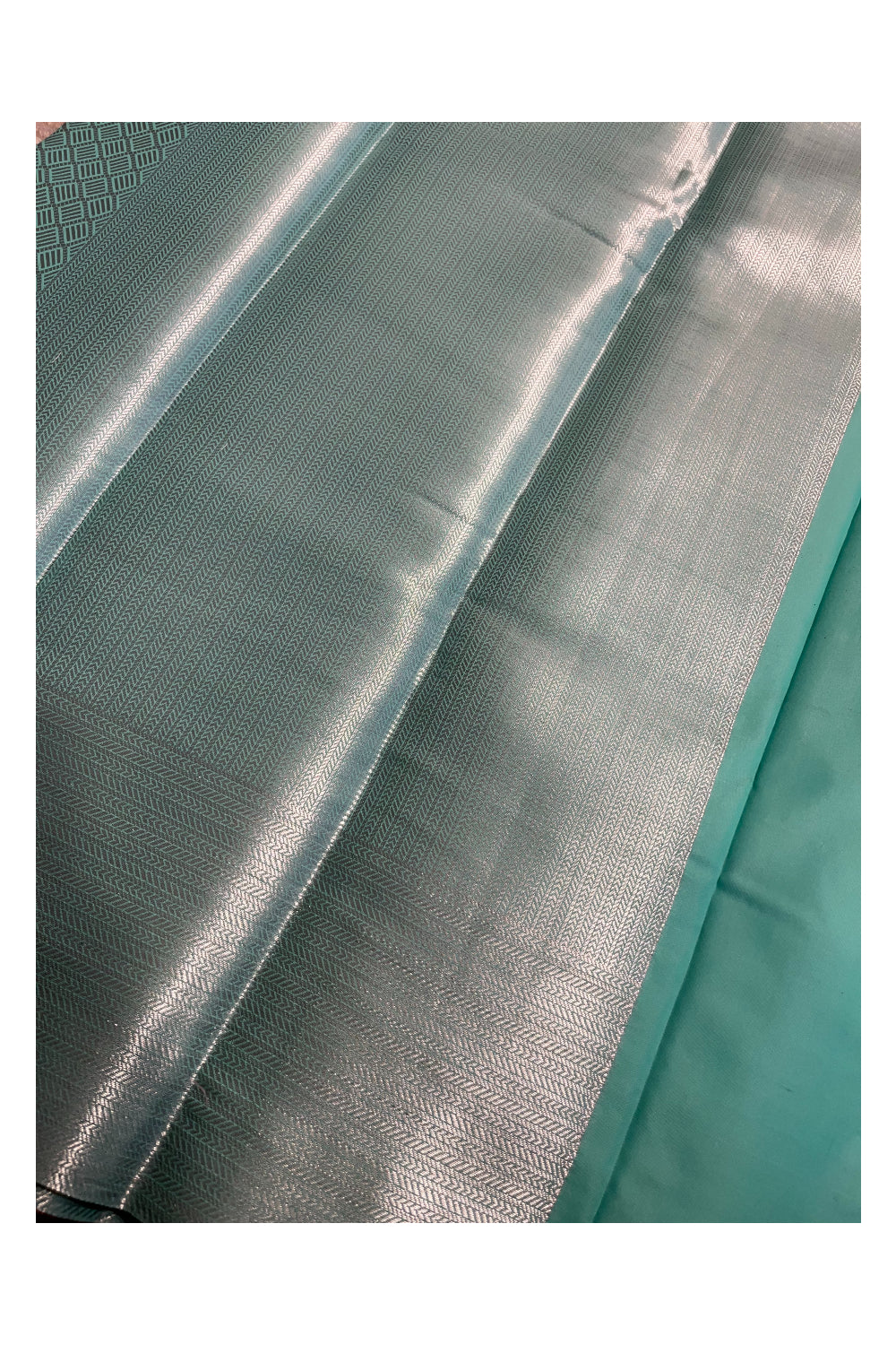 Southloom Banarasi Silver Zari Brocade Work Silk Saree in Blue Pastel Shade