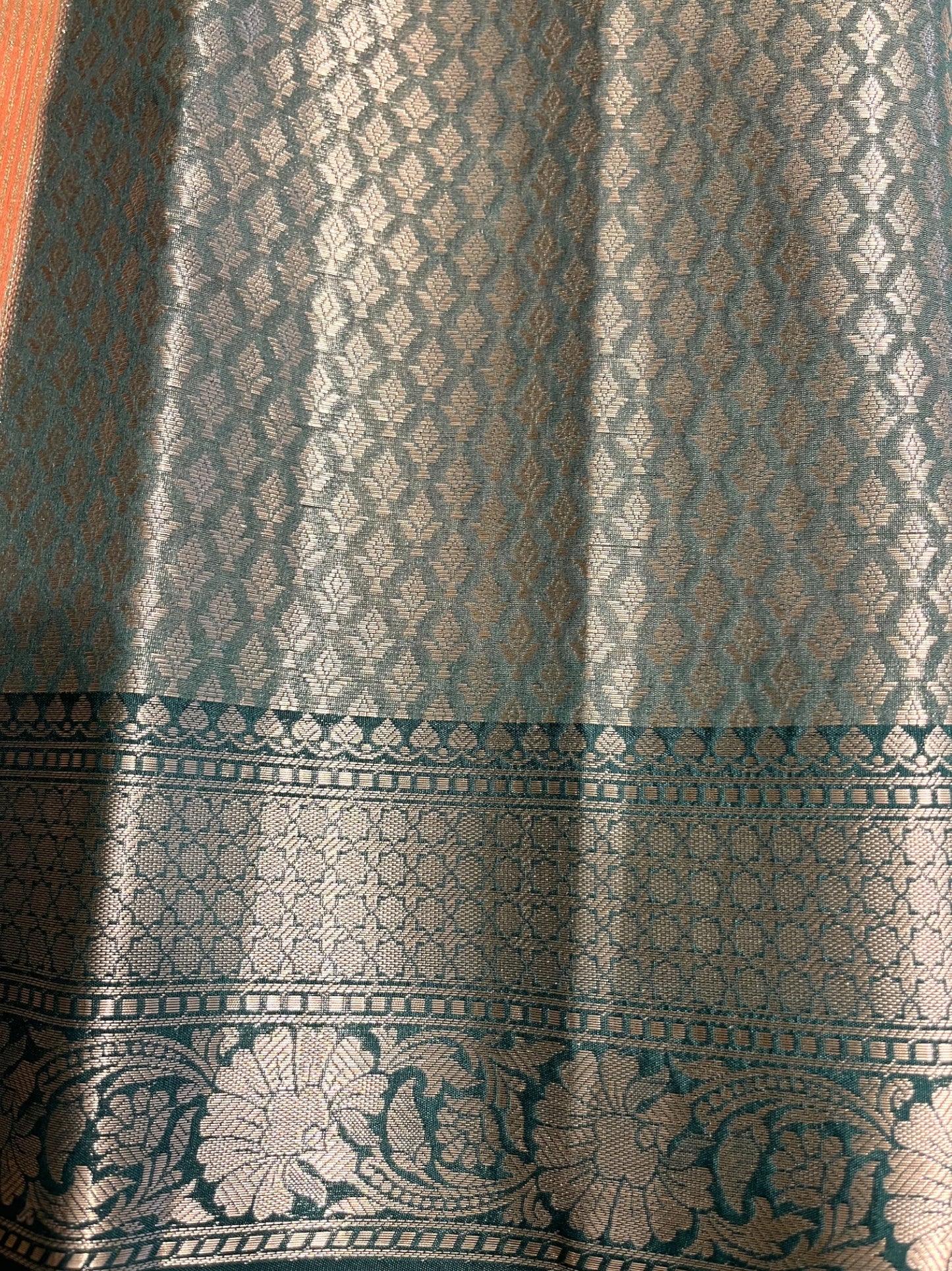 Southloom Tissue Banarasi Silk Saree with Woven Work on Body and Borders (Peach)