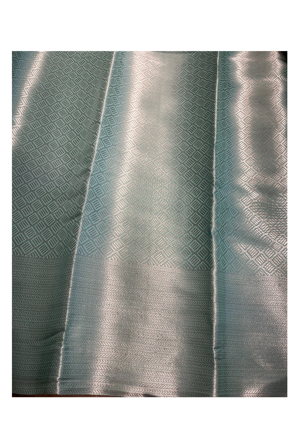 Southloom Banarasi Silver Zari Brocade Work Silk Saree in Blue Pastel Shade