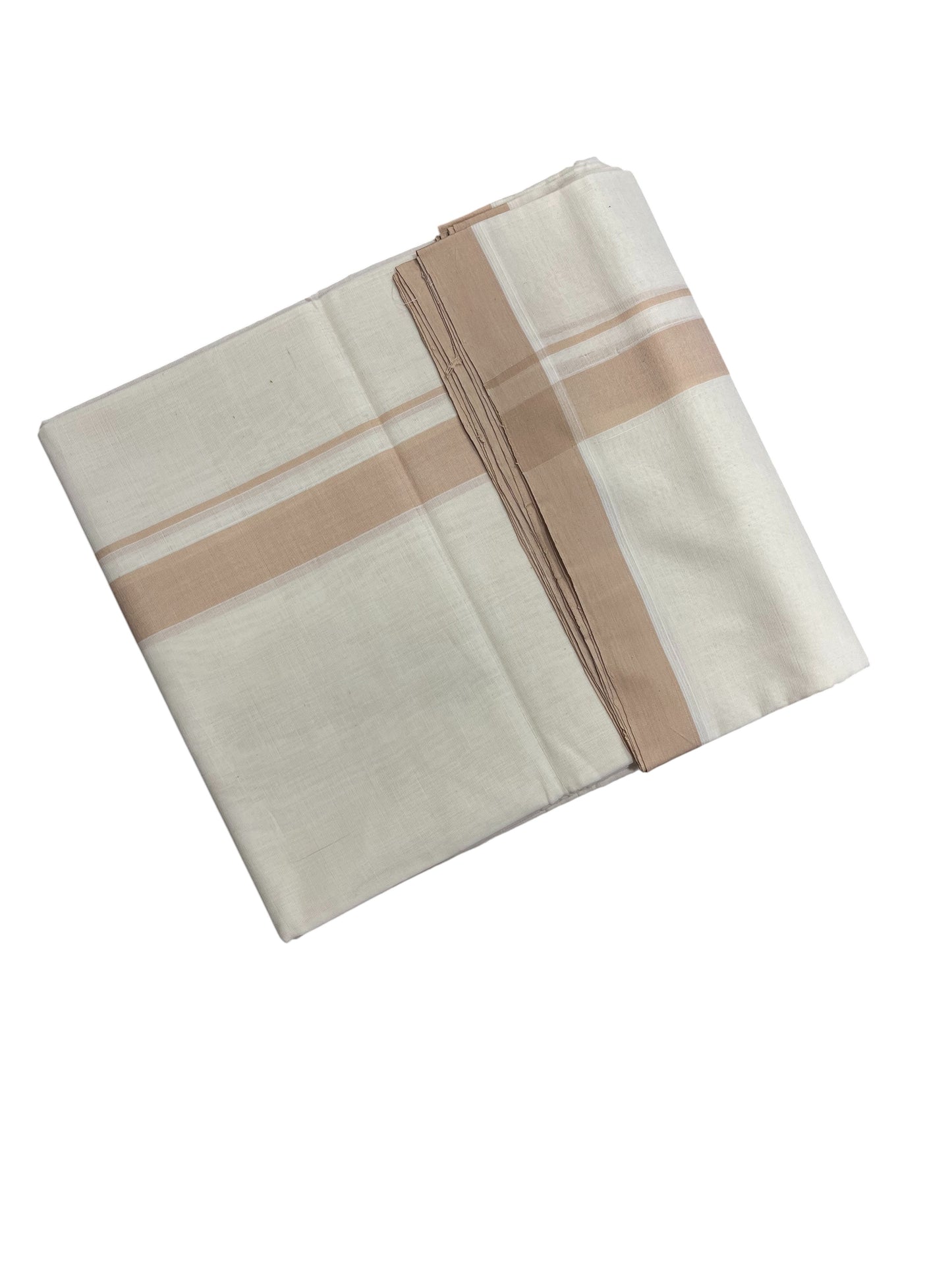 Southloom Premium Handloom Cotton Double Mundu with Beige Border
