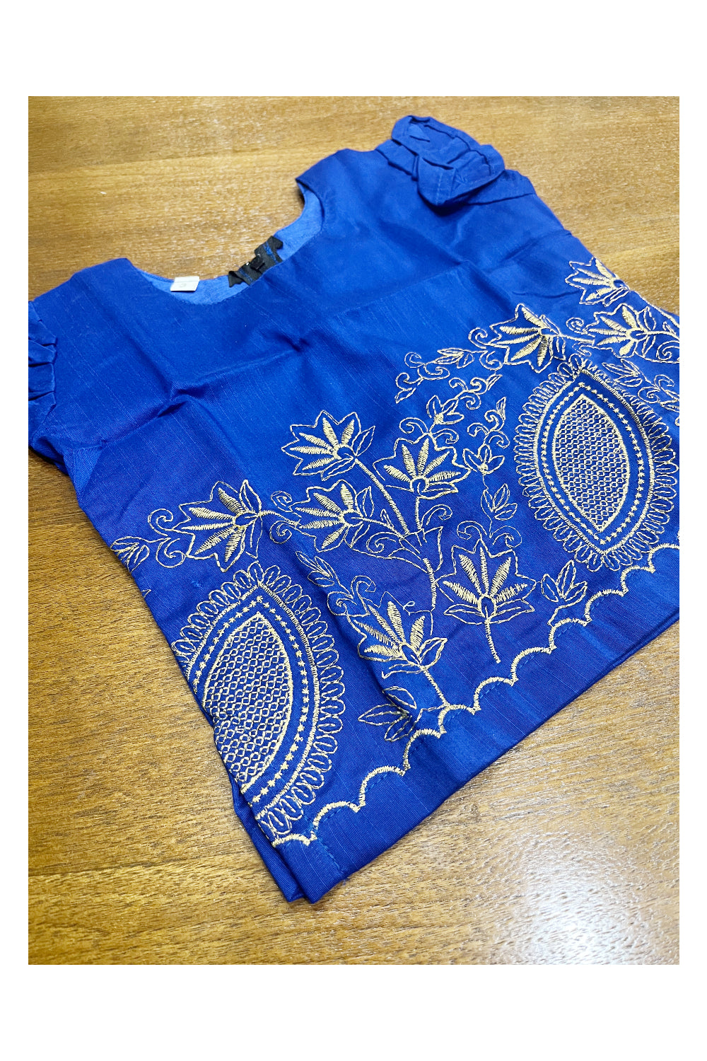Southloom Kerala Blue Pattupavada and Blouse with Embroidery Work (Age 1- 5)