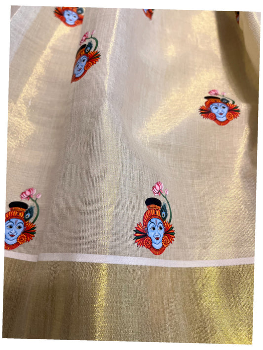 Southloom Kerala Tissue Kasavu Pavada Blouse for Kids