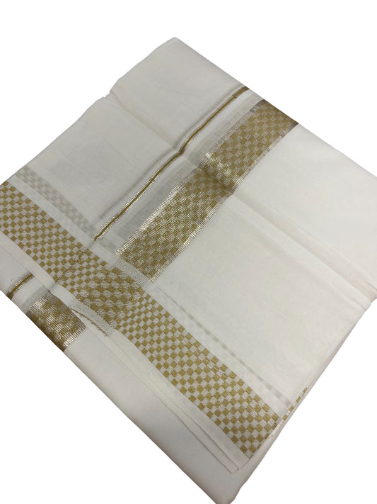 Pure White Cotton Double Mundu with Paa Neythu Kasavu (South Indian Dhoti)