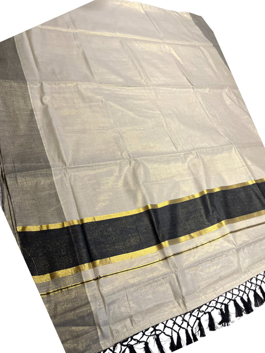 Southloom Kerala Tissue Kasavu Saree with Black boarder