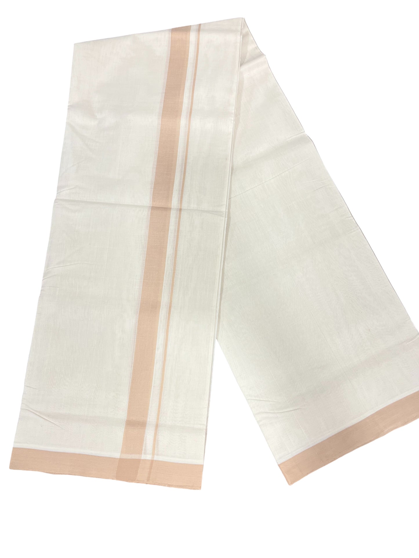 Southloom Premium Handloom Cotton Double Mundu with Beige Border