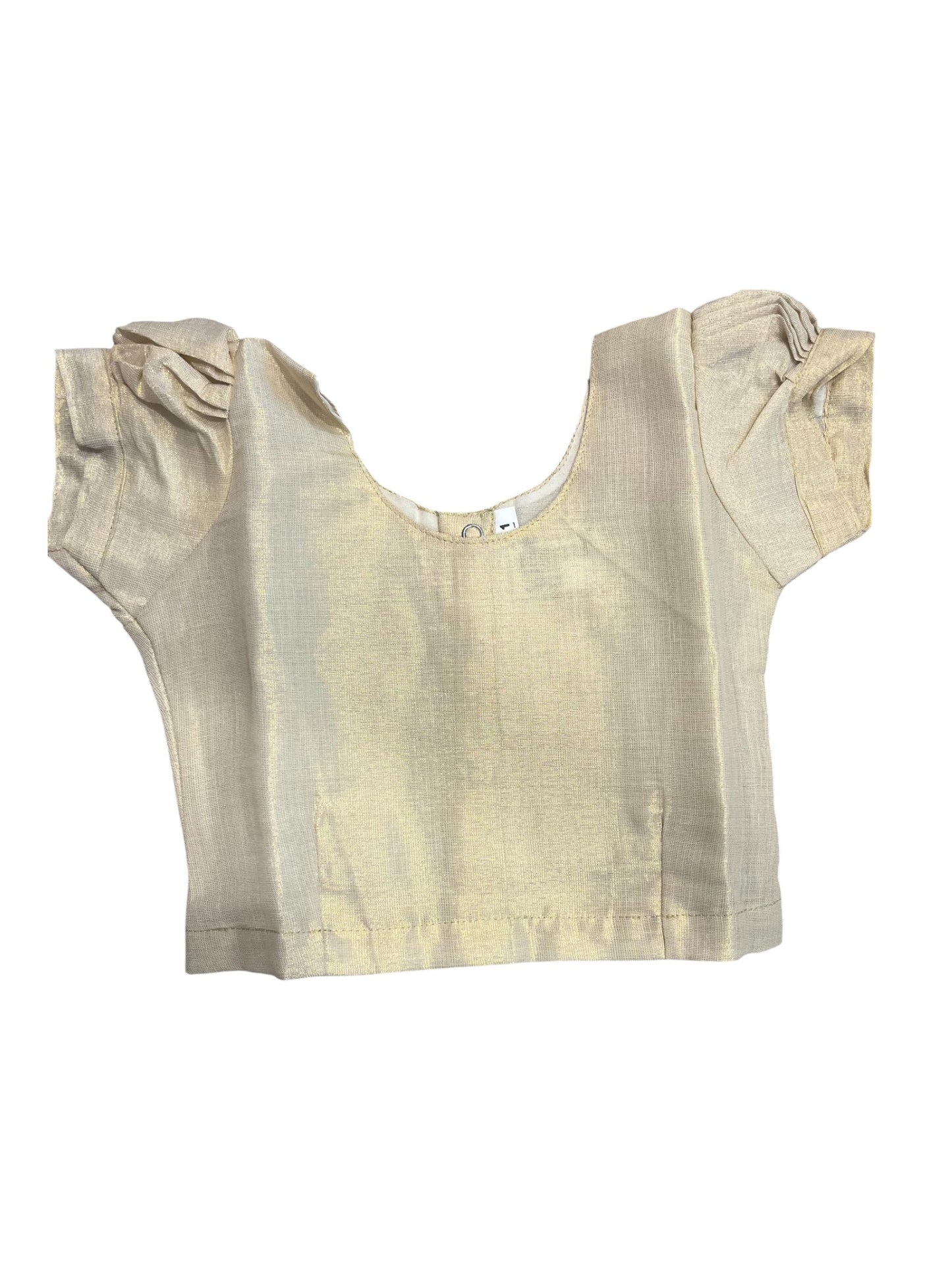 Southloom Kerala Ready to Wear And Tissue Kasave Pavada Blouse with Priented Work for Kids (Age 1)