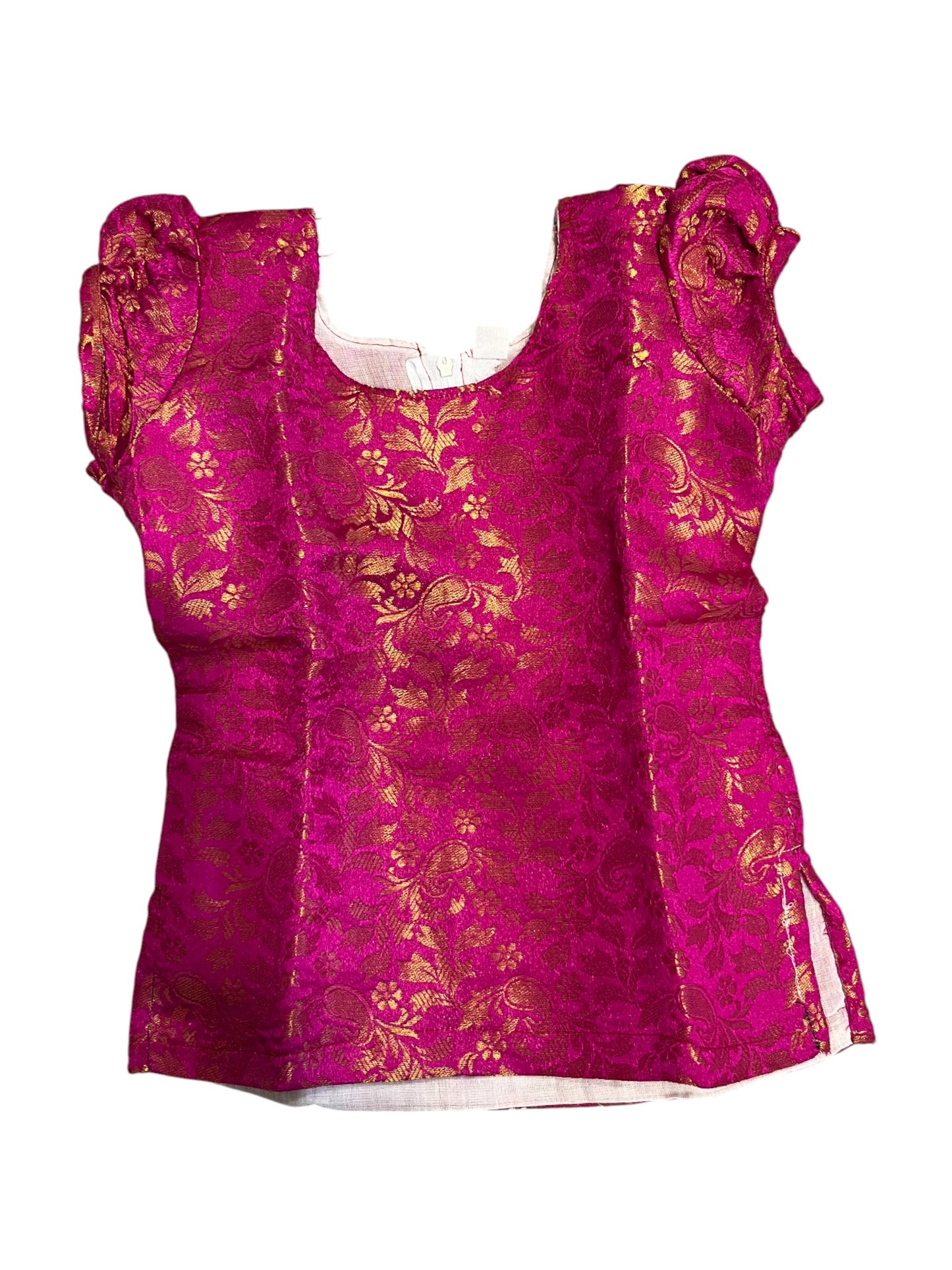 Southloom Kerala Tissue Kasavu Pavada Blouse for Kids