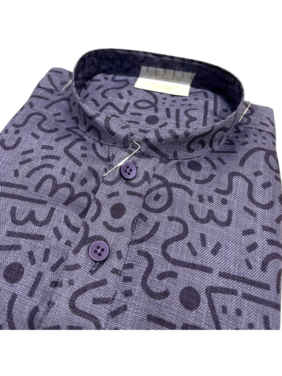 Southloom Blue Printed Semi Silk Short Kurta for Men SL590