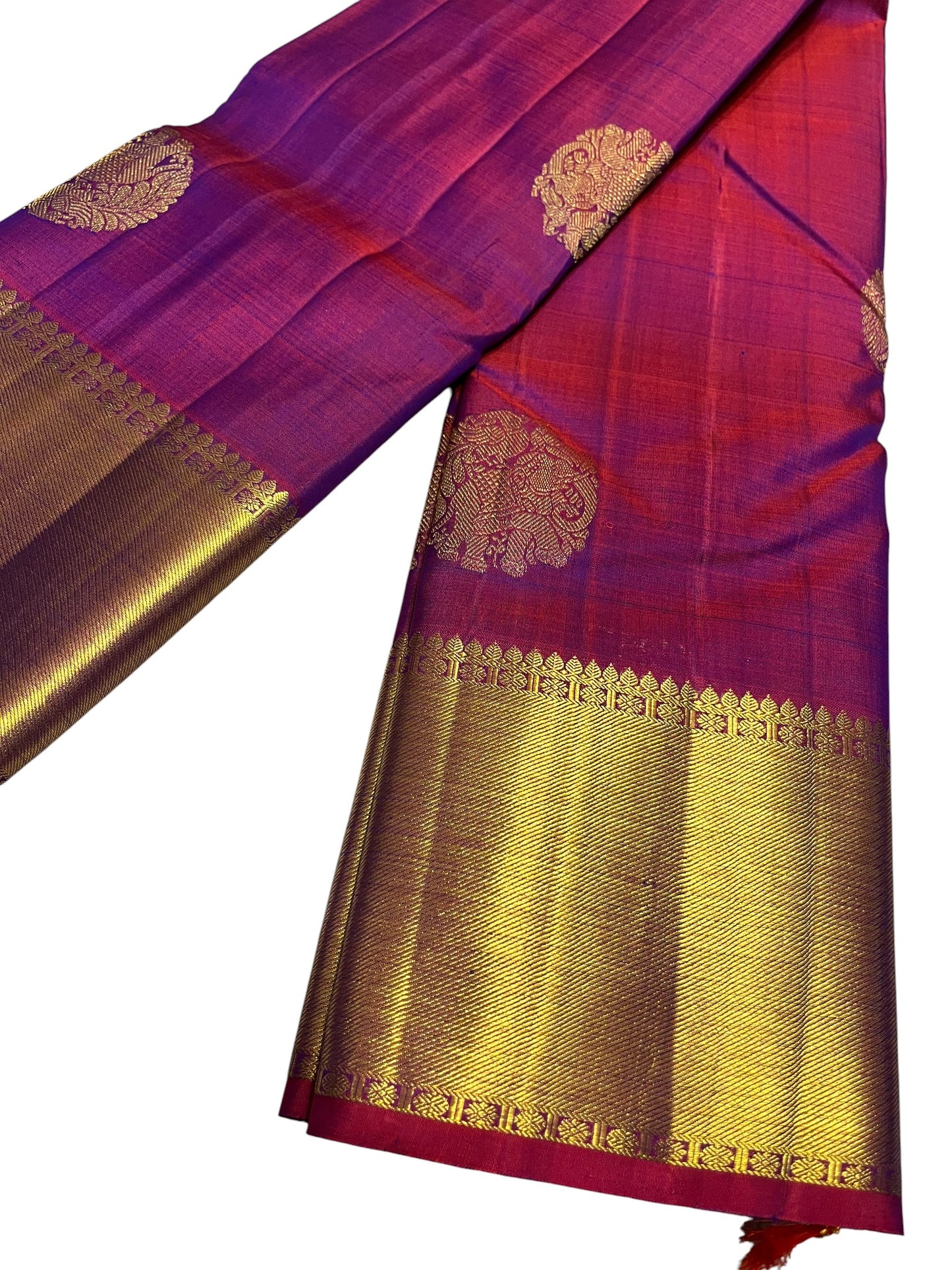 Southloom Premium Bridal Handloom Kanchipuram Silk Saree With Butta Works (Magenta)