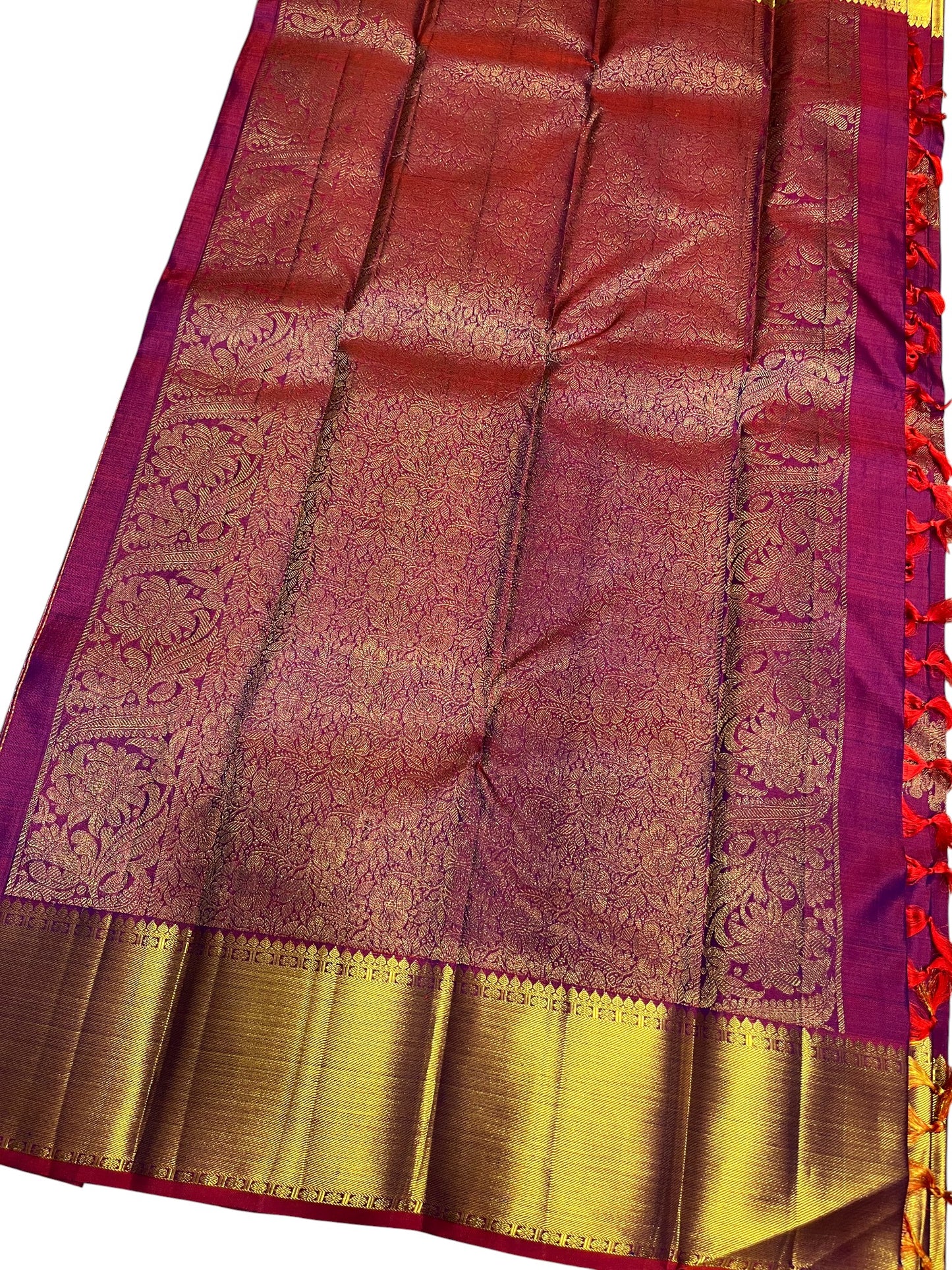 Southloom Premium Bridal Handloom Kanchipuram Silk Saree With Butta Works (Magenta)