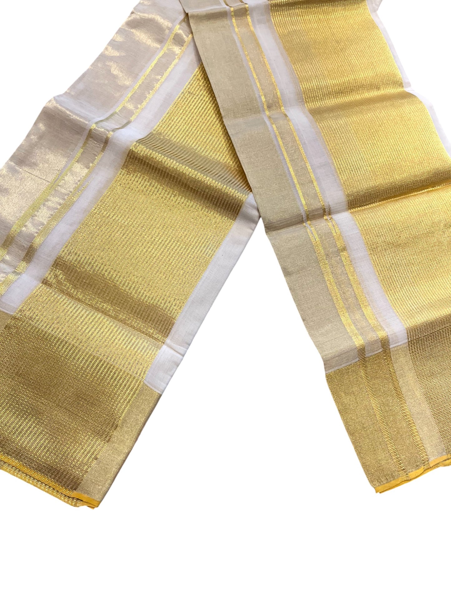 Southloom Premium Balaramapuram Handloom Set Mundu with Gold Lines Design on Kara