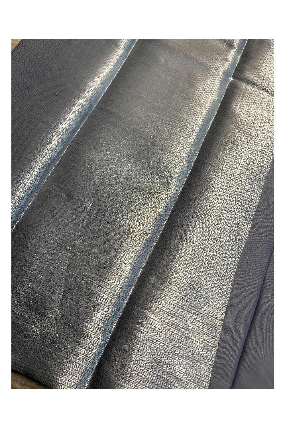 Southloom Banarasi Silver Zari Brocade Work Silk Saree in Grey Pastel Shade
