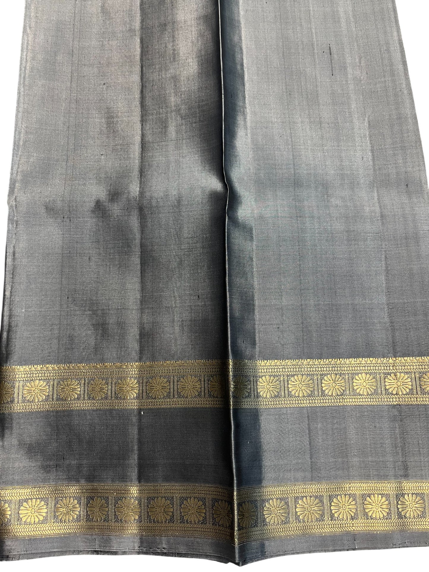 Southloom Pure Handloom Bridal Kanchipuram Silk Saree with Korvai Work(Brown & Gray)