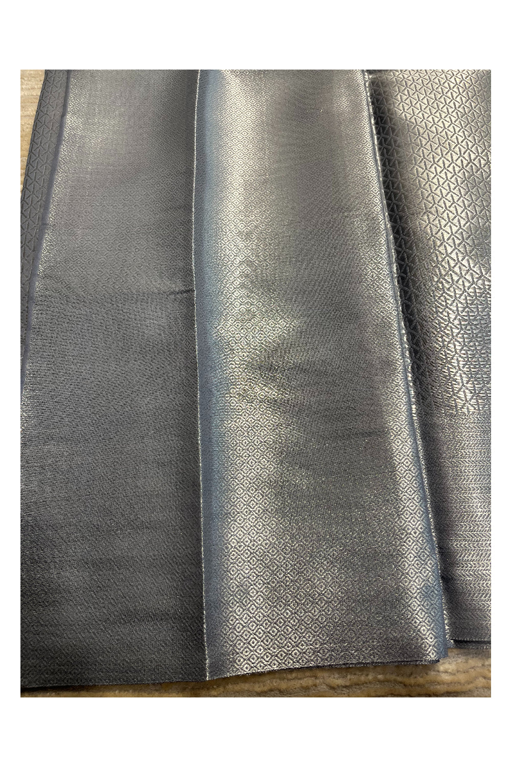 Southloom Banarasi Silver Zari Brocade Work Silk Saree in Grey Pastel Shade
