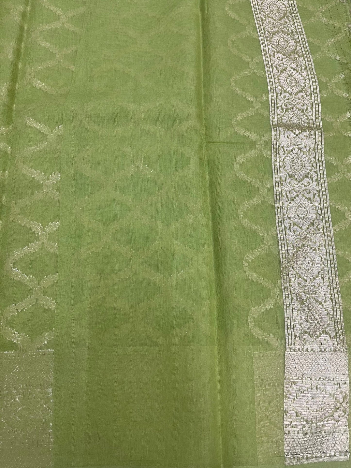 Southloom Cotton Banarasi Silk Saree with Woven Work on Body and Borders (Yellow)