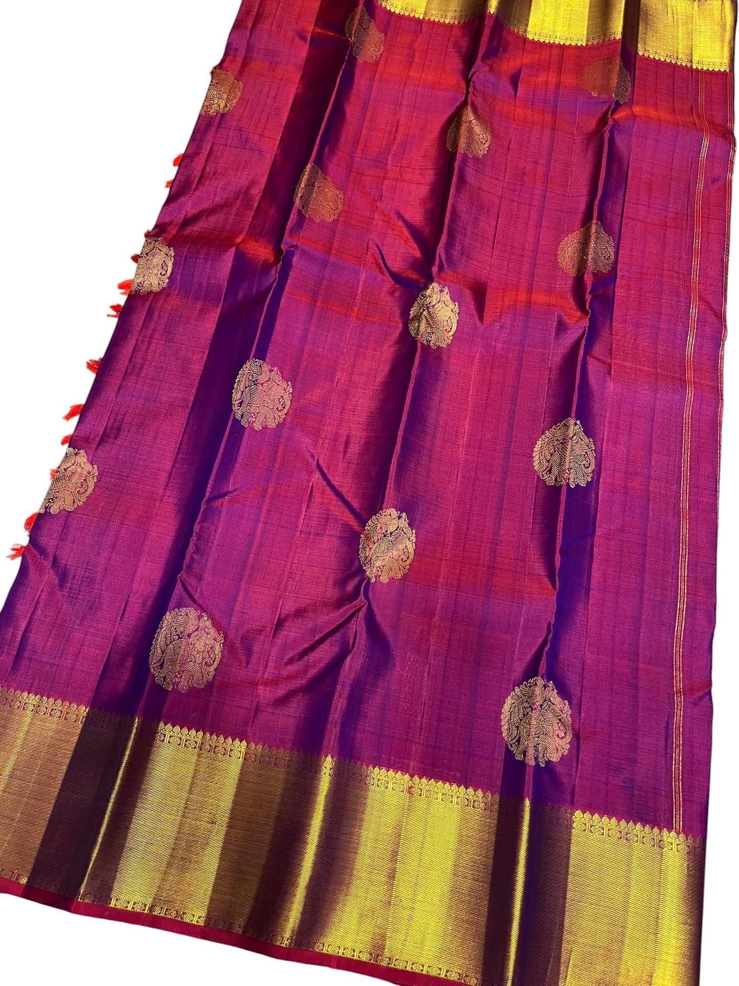 Southloom Premium Bridal Handloom Kanchipuram Silk Saree With Butta Works (Magenta)