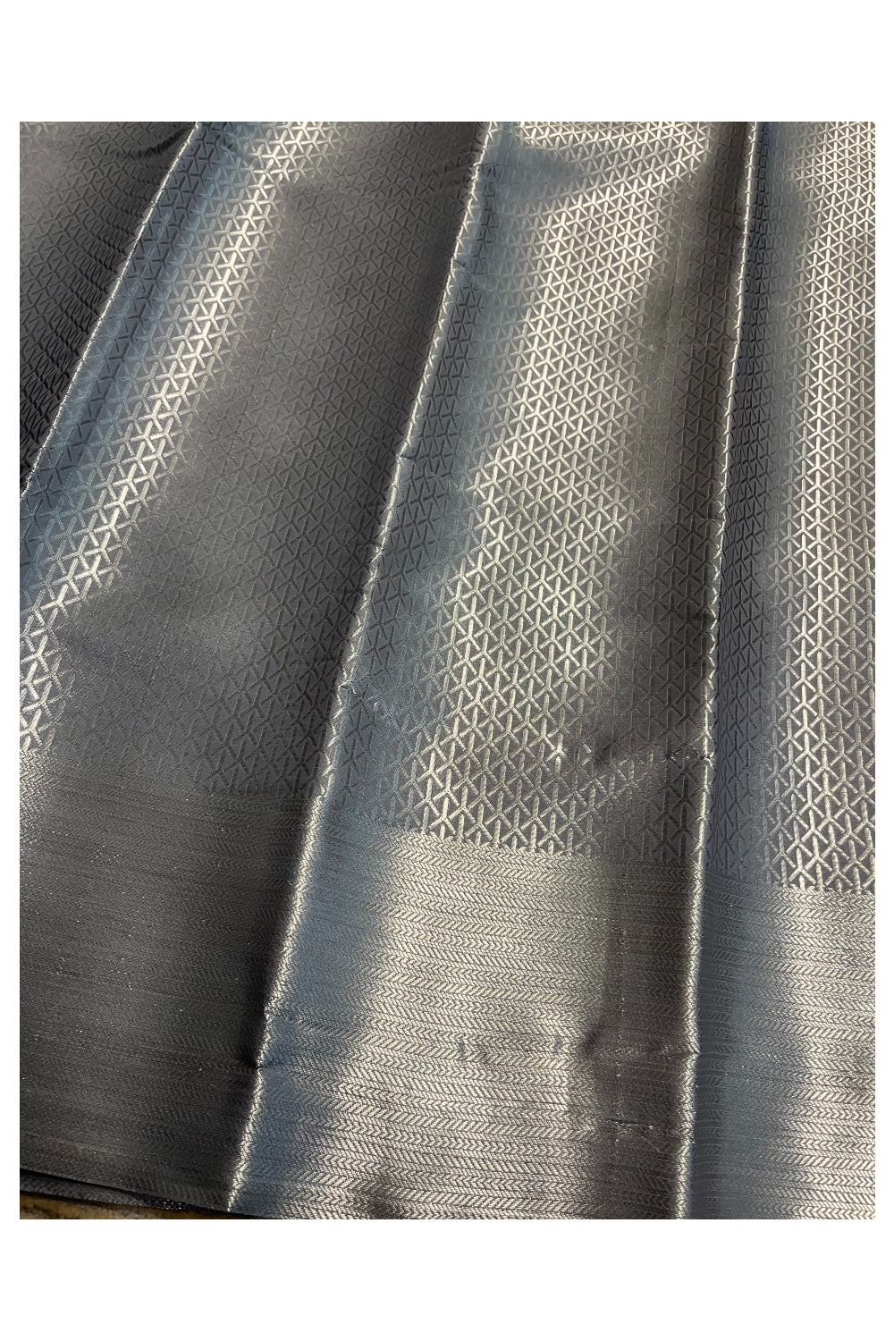 Southloom Banarasi Silver Zari Brocade Work Silk Saree in Grey Pastel Shade