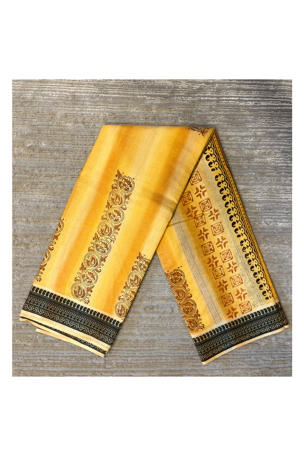 Southloom Cotton Kerala Kasavu Saree with Butta Works Across Body