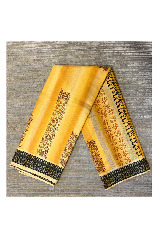 Southloom Cotton Kerala Kasavu Saree with Butta Works Across Body