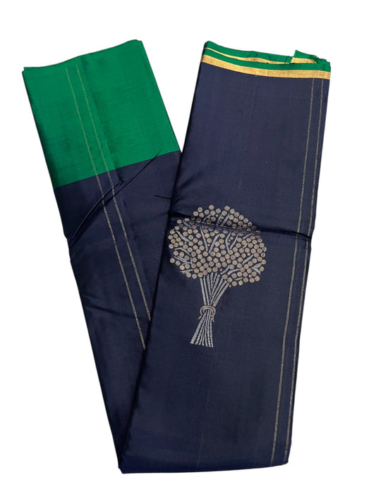 Southloom Pure Handloom Bridal Kanchipuram Silk Saree with Butta Work(Blue& Green)