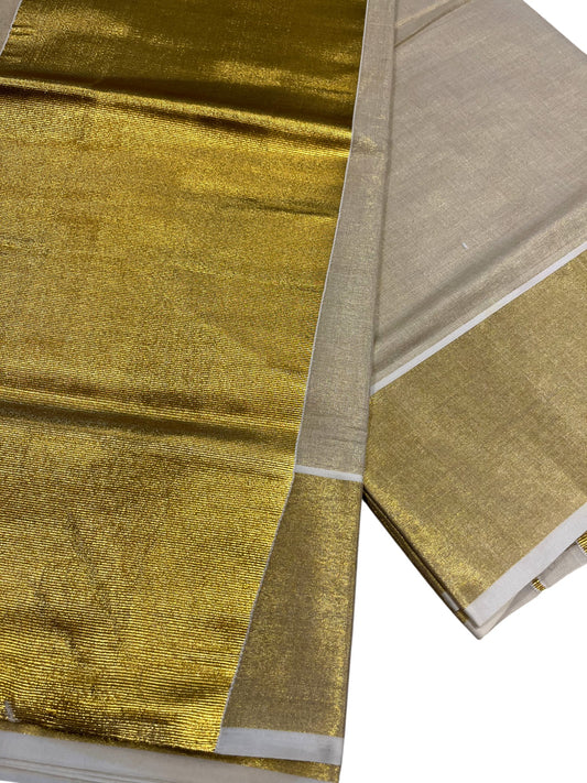 Southloom Kerala Tissue Kasavu Plain Saree With 10 Inch