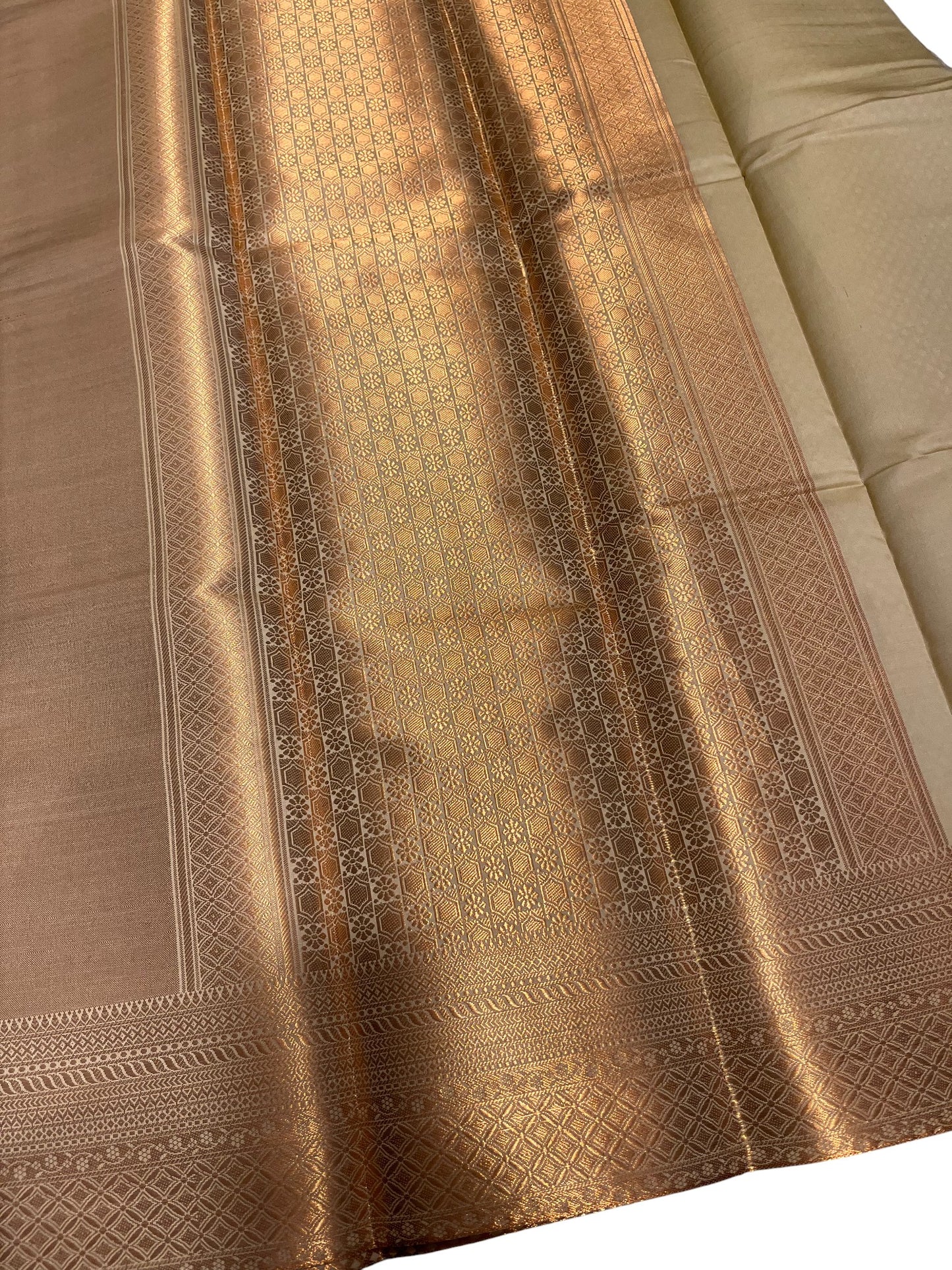 Southloom Premium Semi Silk Zari Work Brocade Saree in Bridal Beige with Matching Pallu