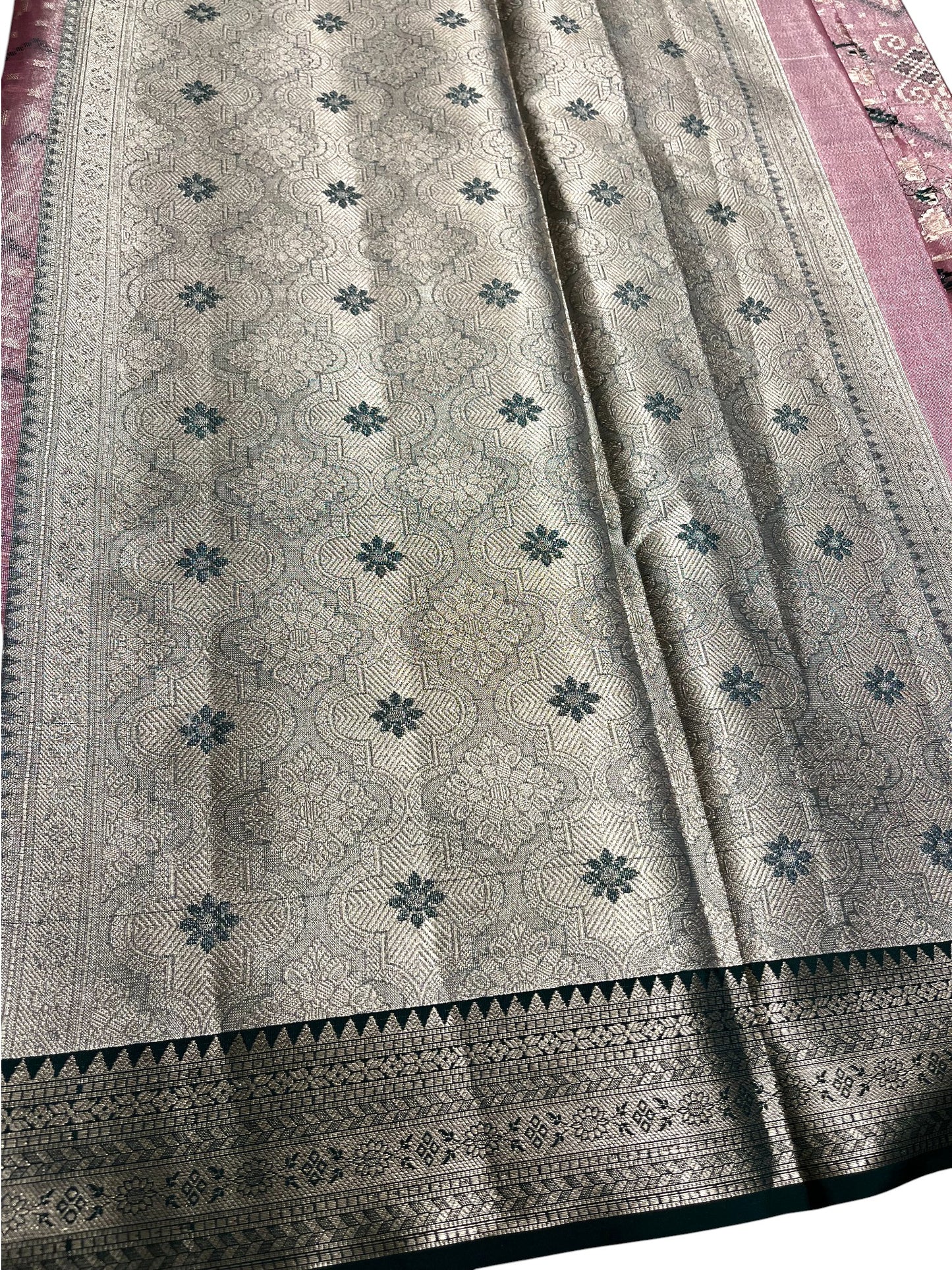 Southloom Semi Banarasi Katan Tissue Saree with Woven Work on Body and Borders