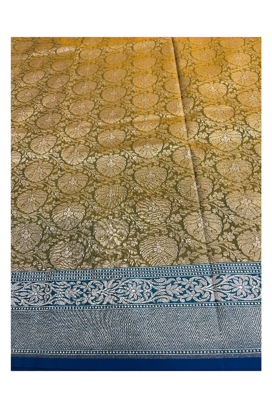Southloom Banarasi Silk Saree with Woven Work in Green And Blue