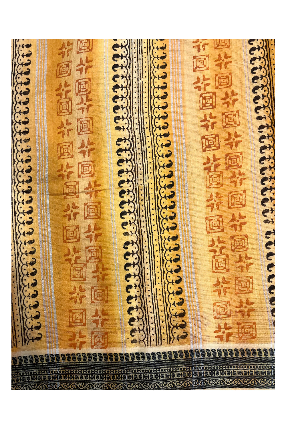 Southloom Cotton Kerala Kasavu Saree with Butta Works Across Body