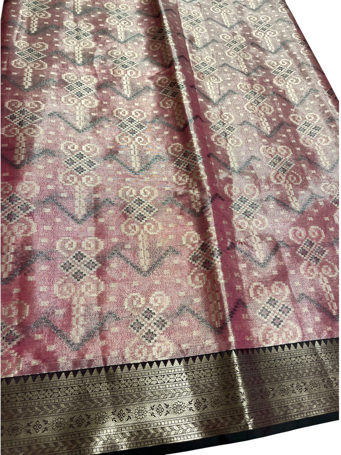Southloom Semi Banarasi Katan Tissue Saree with Woven Work on Body and Borders