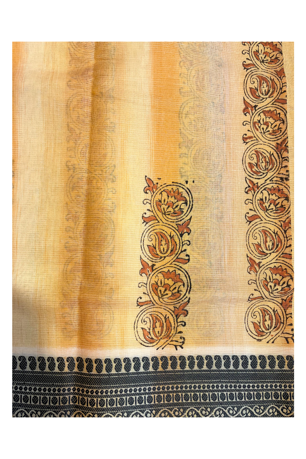 Southloom Cotton Kerala Kasavu Saree with Butta Works Across Body