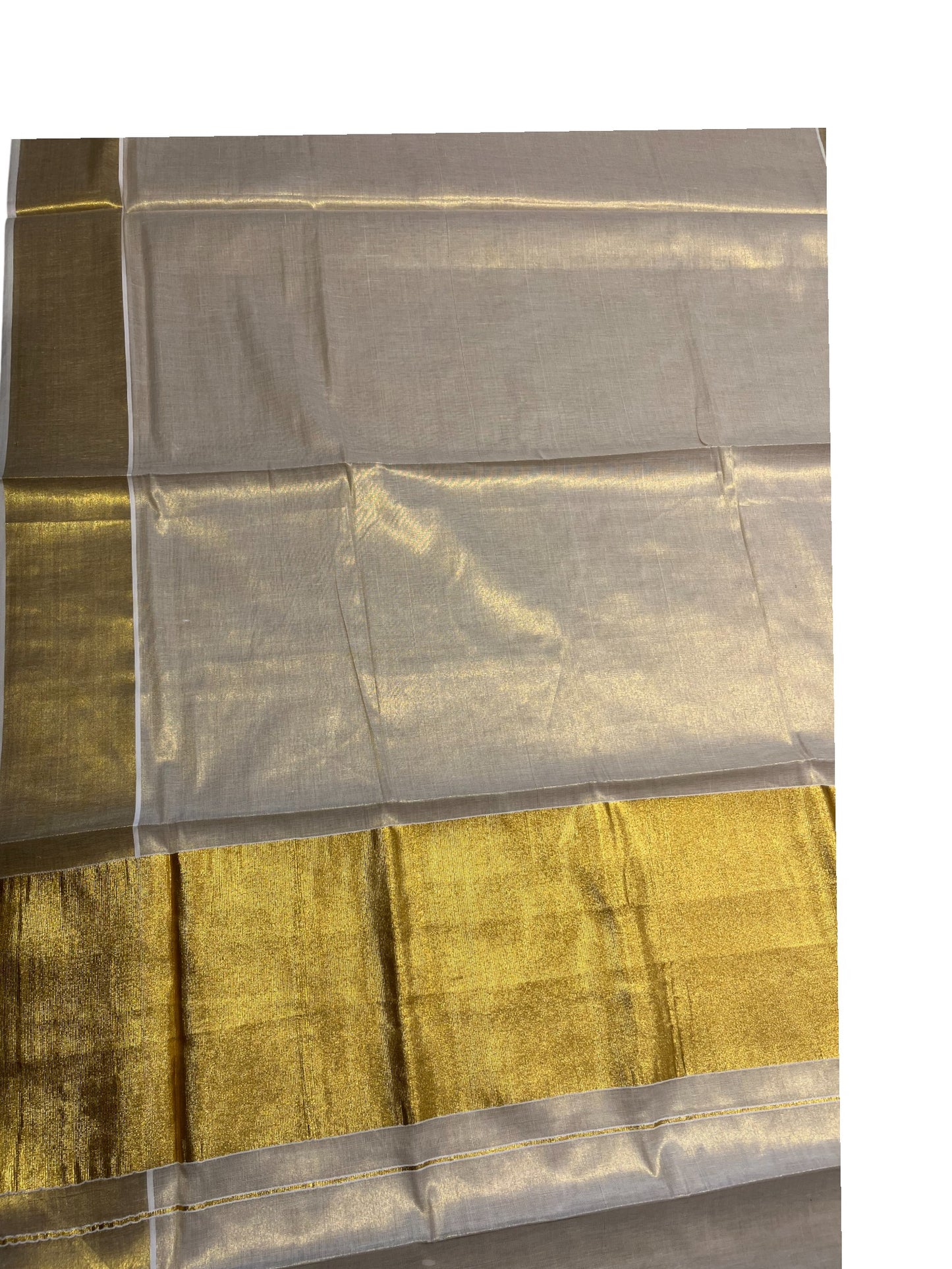 Southloom Kerala Tissue Kasavu Plain Saree With 10 Inch