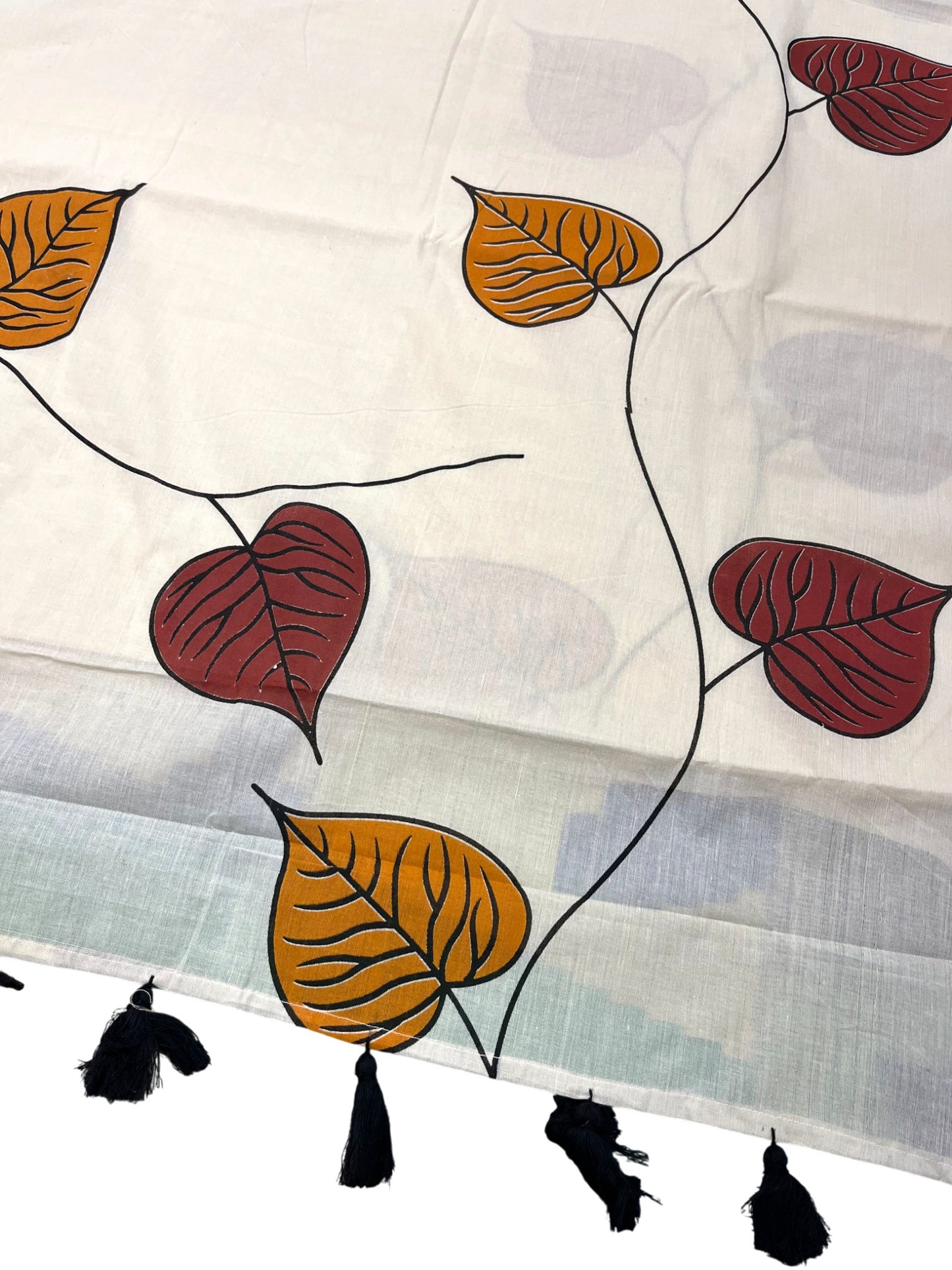 Southloom Kerala Cotton Saree with Leaf Digital Print on Borders