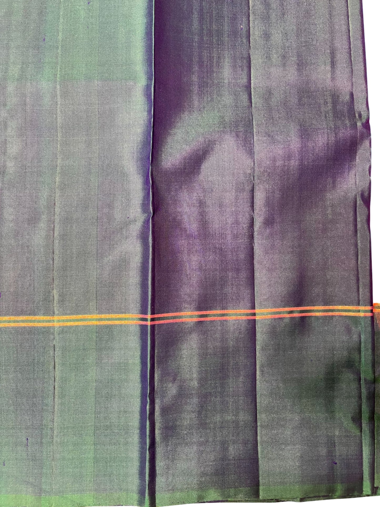 Southloom Pure Handloom Bridal Kanchipuram Silk Saree with Korvai Work (Orange & Blue)