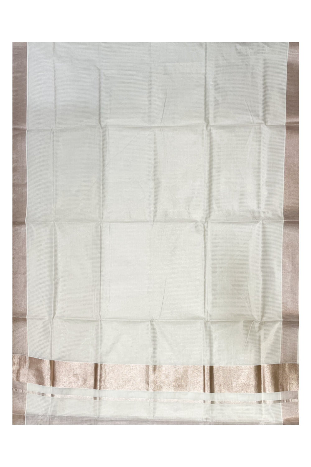 Pure Cotton Kerala Copper Kasavu Micro Lines Saree