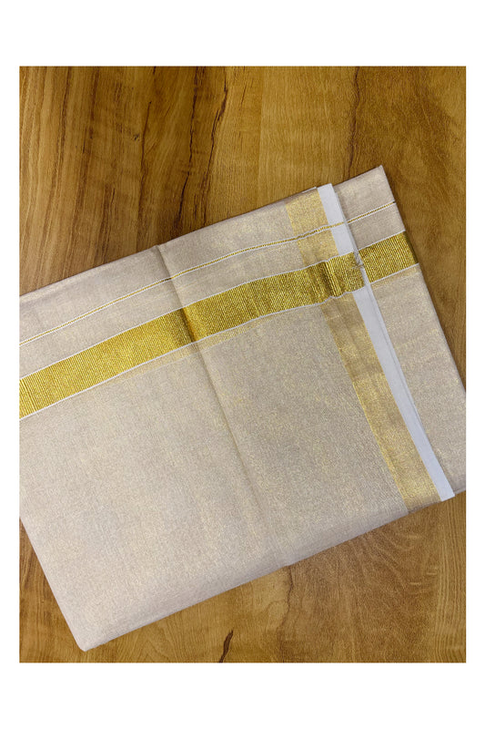 Kerala Tissue Double Mundu with Kasavu Border (South Indian Dhoti)