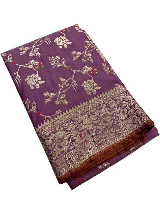 Southloom Pure Banarasi Silk Saree with Woven Work on Body and Borders (Lavender)