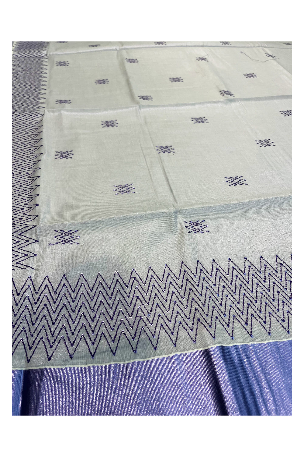 Southloom Kerala Lavender Tissue Saree with Sequins Work