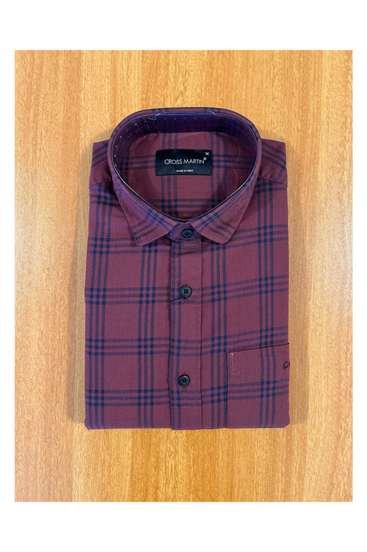 Pure Cotton Maroon Check Design Shirt SLSHIRT 38 FS