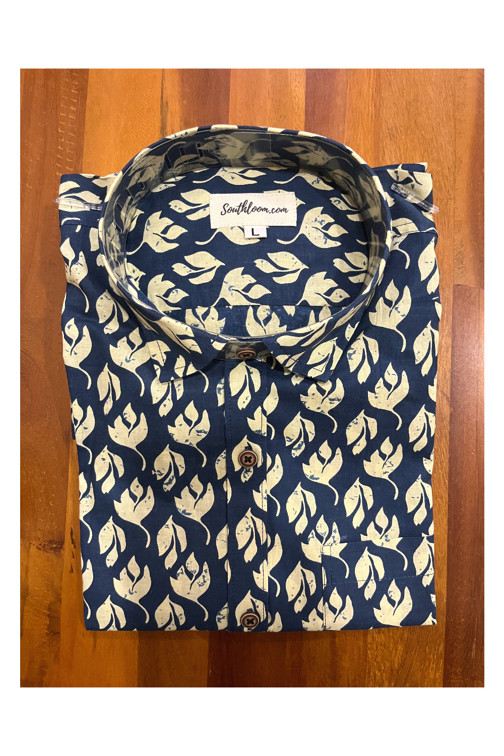 Southloom Jaipur Cotton Blue Shirt with Hand Block Printed Design