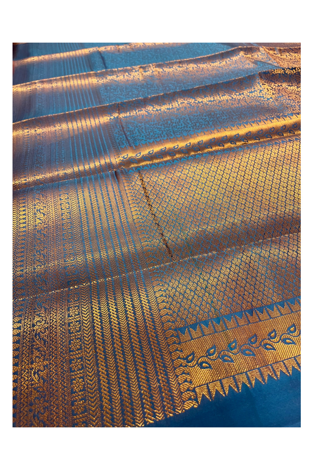 Southloom Premium Semi Silk Zari Work Brocade Saree in Bridal Blue with Matching Pallu