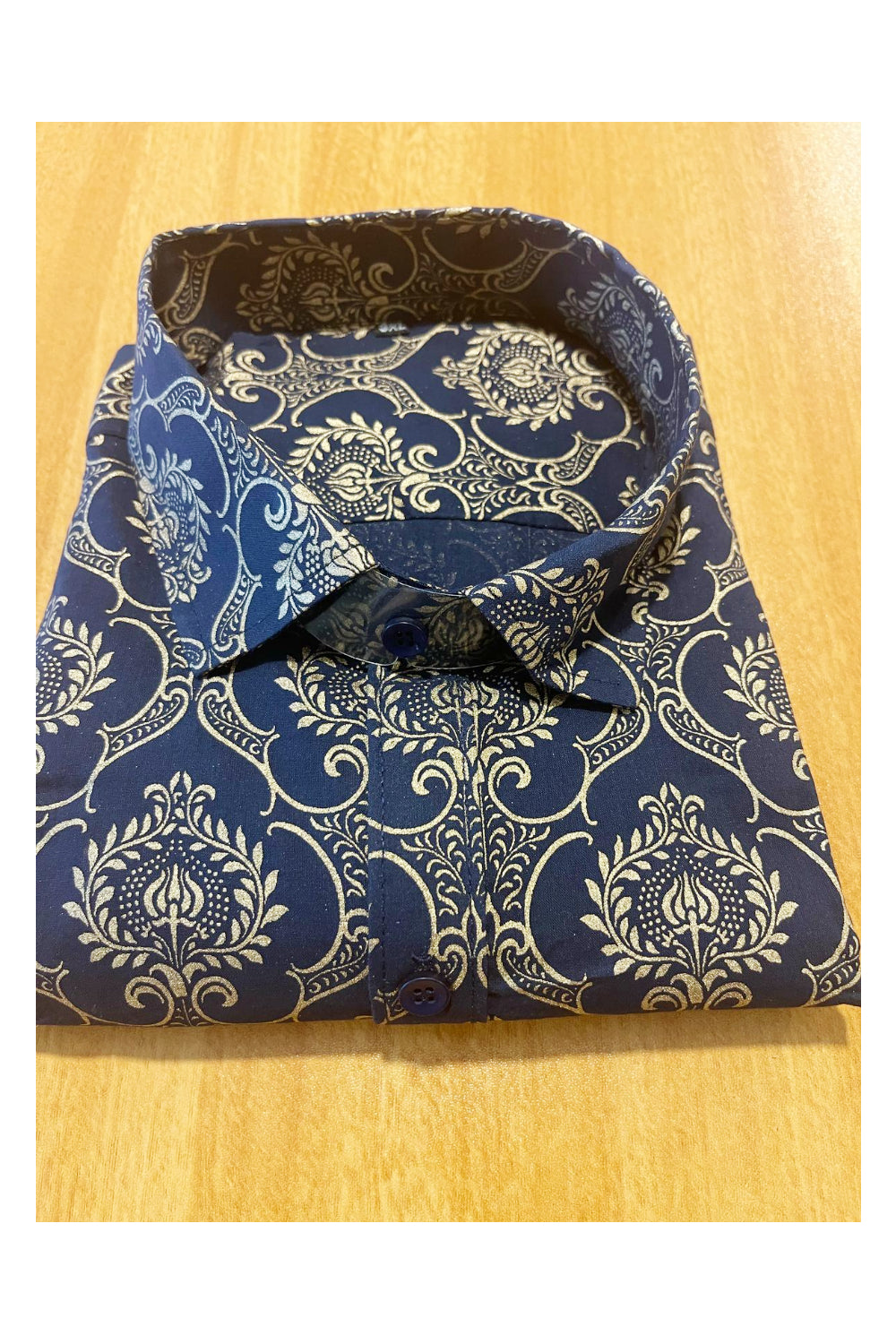 Southloom Jaipur Cotton Hand Block Blue Printed Shirt (Half Sleeves)