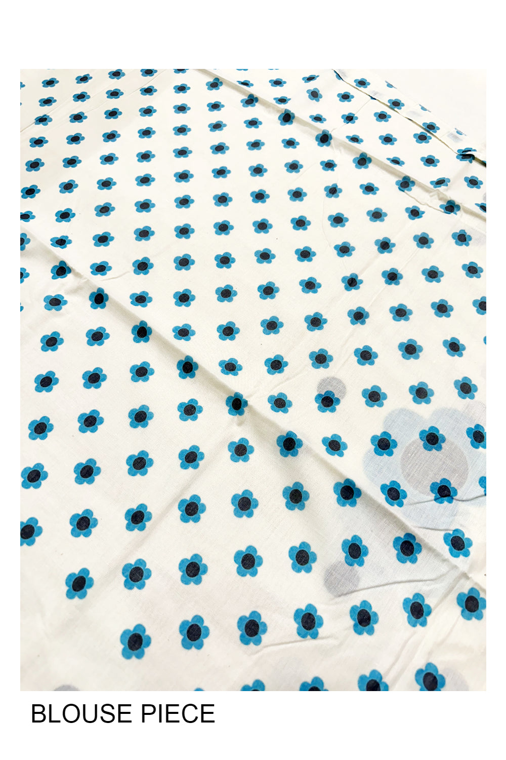 Southloom Exclusive Onam Kasavu Saree with High Quality Digital Blue Floral Print Across Body (Matching Printed Blouse Included)