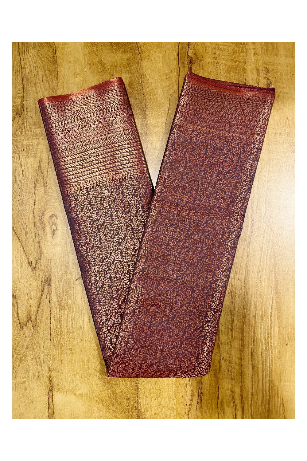Southloom Premium Semi Silk Zari Work Brocade Saree in Bridal Brown with Matching Pallu