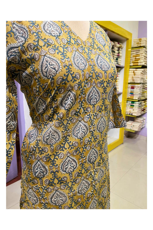 Southloom Stitched Cotton Kurti in Yellow and Grey Printed Designs