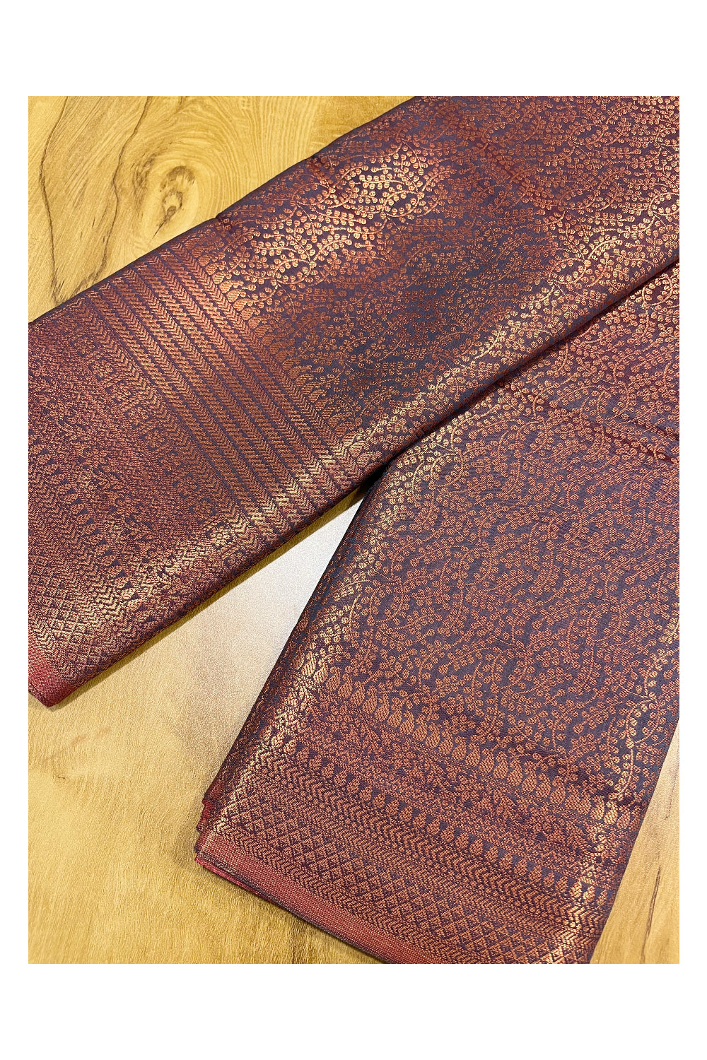 Southloom Premium Semi Silk Zari Work Brocade Saree in Bridal Brown with Matching Pallu