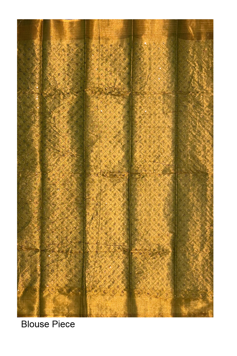 Southloom Semi Silk Brown & Green Tissue Saree With Embroidary Blouse Piece SL282