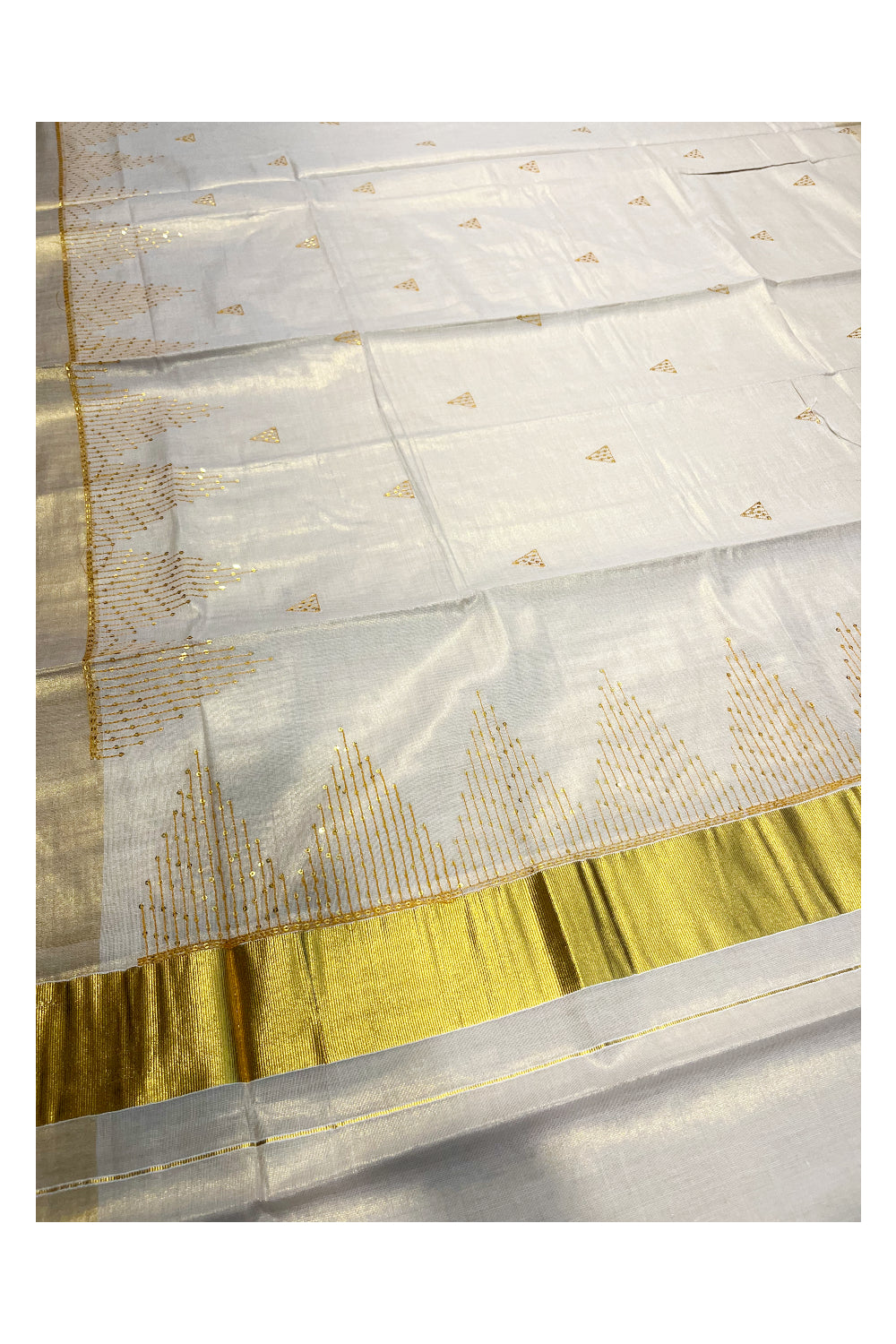 Southloom Kerala Tissue Kasavu Saree with Sequins Work