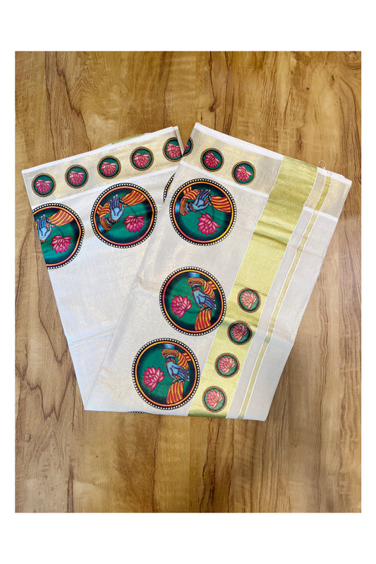 Southloom Kerala Tissue Kasavu Saree With Mural Printed